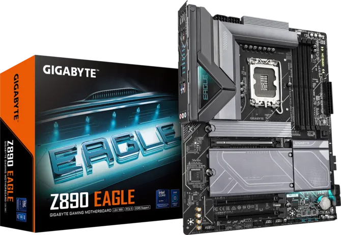 GIGABYTE Z890 EAGLE DDR5 motherboard with Intel Z890 chipset and LGA1851 socket for Core Ultra gaming productivity and desktop PC builds