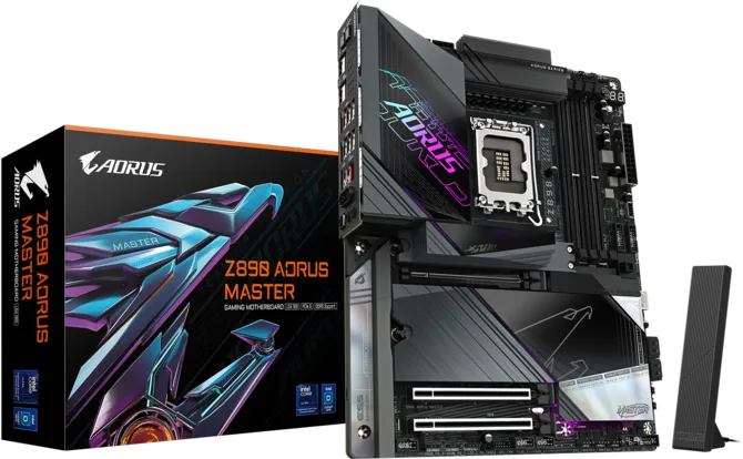 GIGABYTE Z890 AORUS MASTER Intel Z890 LGA1851 E-ATX DDR5 motherboard with WiFi 7 10GbE LAN Thunderbolt 4 PCIe 5.0 and 5 M.2 slots for gaming PC builds