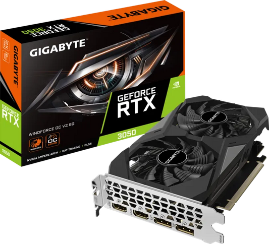 GIGABYTE GeForce RTX 3050 WINDFORCE OC 6GB GDDR6 graphics card with 96-bit memory bus PCIe 4.0 dual HDMI and dual DisplayPort