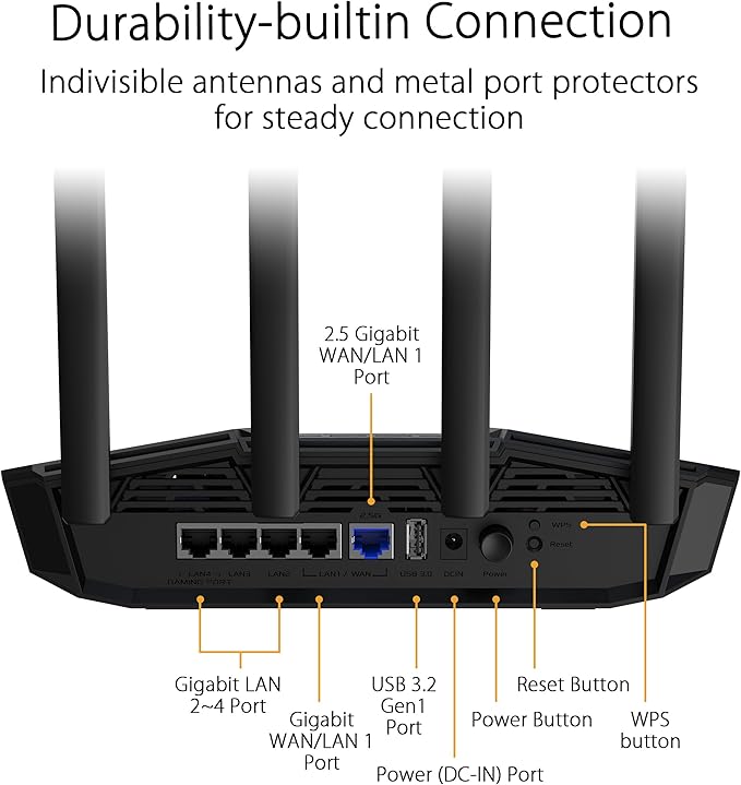 ASUS TUF-BE3600 WiFi 7 dual band AiMesh wireless router high speed gaming network device