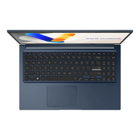 Close-up of ASUS Vivobook 15 keyboard and touchpad with full-size layout and backlit keys