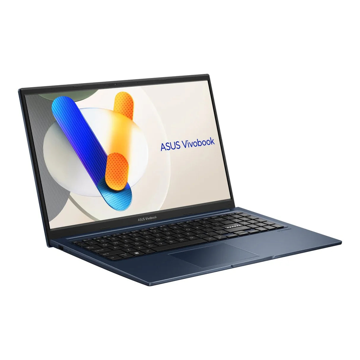 ASUS Vivobook 15 laptop with Intel Core i7 1355U, 16GB RAM, 512GB SSD, FHD display, open view showing keyboard and screen