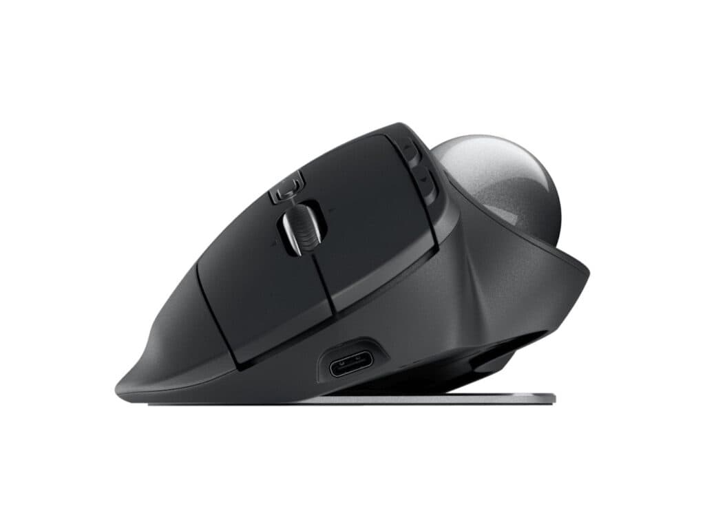 Logitech MX Ergo S Advanced wireless trackball mouse graphite ergonomic Bluetooth mouse for office productivity