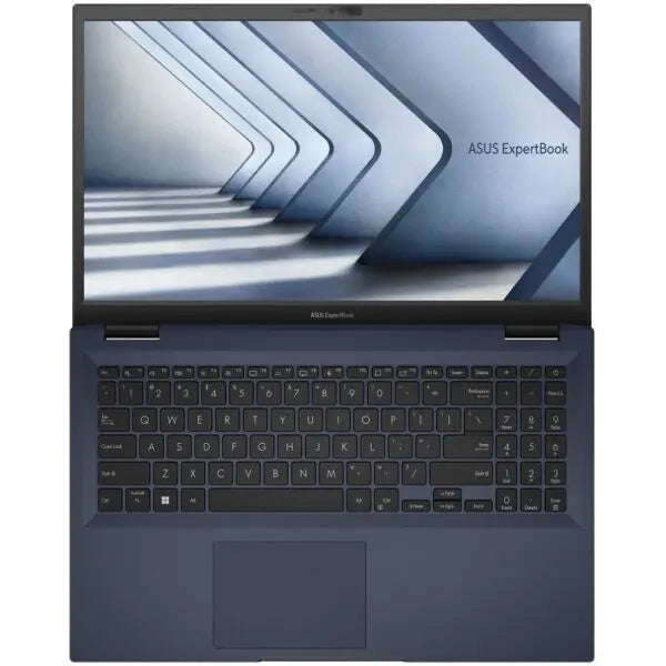 ASUS ExpertBook B1502 laptop with Intel Core i5, 16GB RAM, 512GB SSD, Windows Pro, open view showing keyboard and screen
