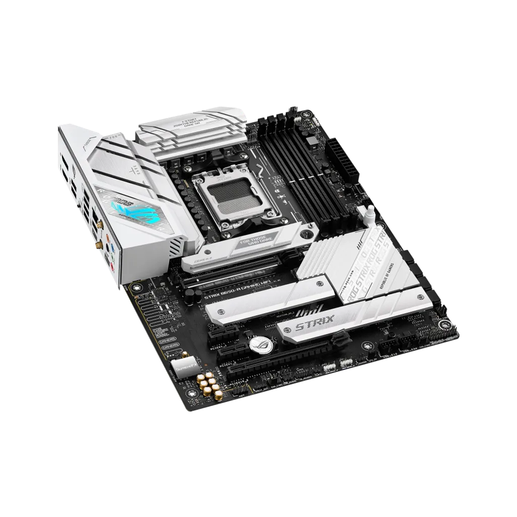 ASUS ROG STRIX B650-A GAMING WIFI ATX motherboard with AMD AM5 socket, DDR5 memory support, PCIe 5.0 slot, and integrated Wi-Fi 6E for high-performance gaming PCs