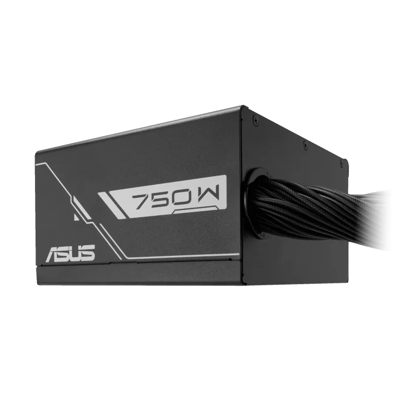 ASUS Prime 750W Bronze power supply unit in black, featuring 80 Plus Bronze efficiency, durable cooling fan, and reliable performance for gaming and workstation PCs.