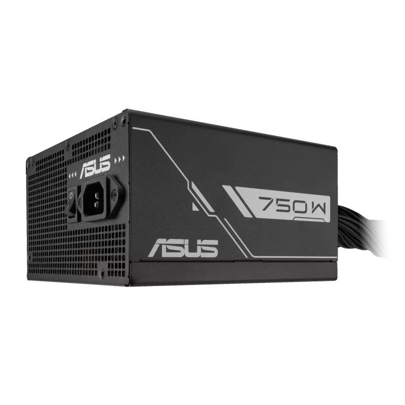ASUS Prime 750W Bronze power supply unit in black, featuring 80 Plus Bronze efficiency, durable cooling fan, and reliable performance for gaming and workstation PCs.