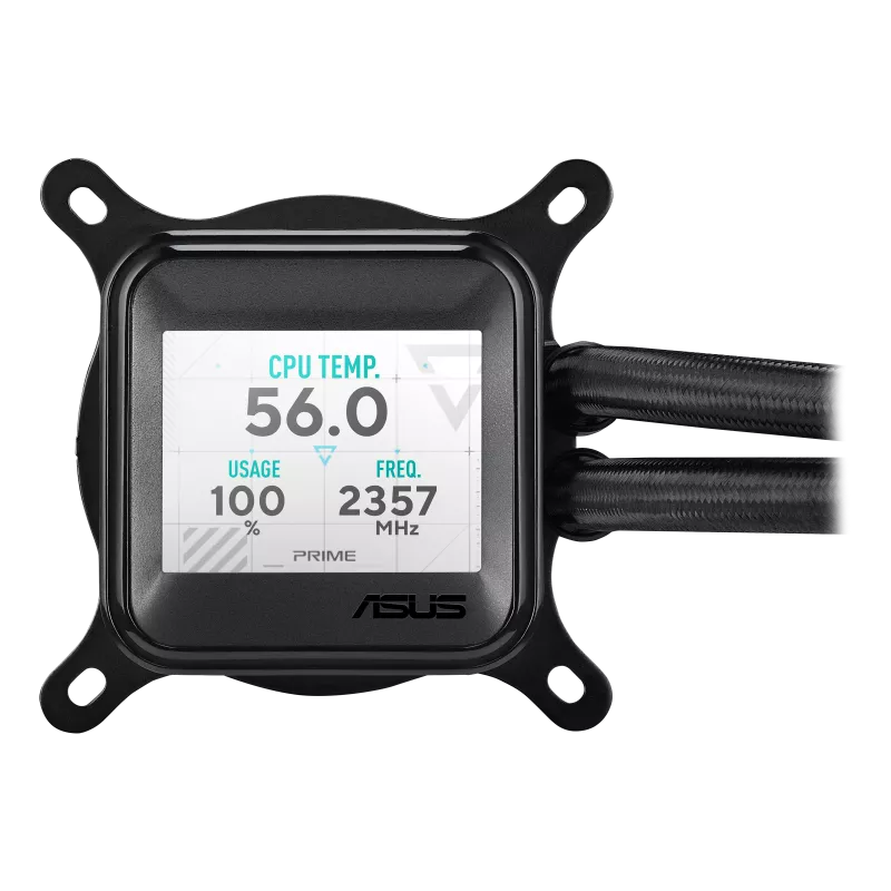 ASUS Prime LC 360 ARGB LCD all-in-one liquid cooler with vibrant ARGB lighting and integrated LCD screen