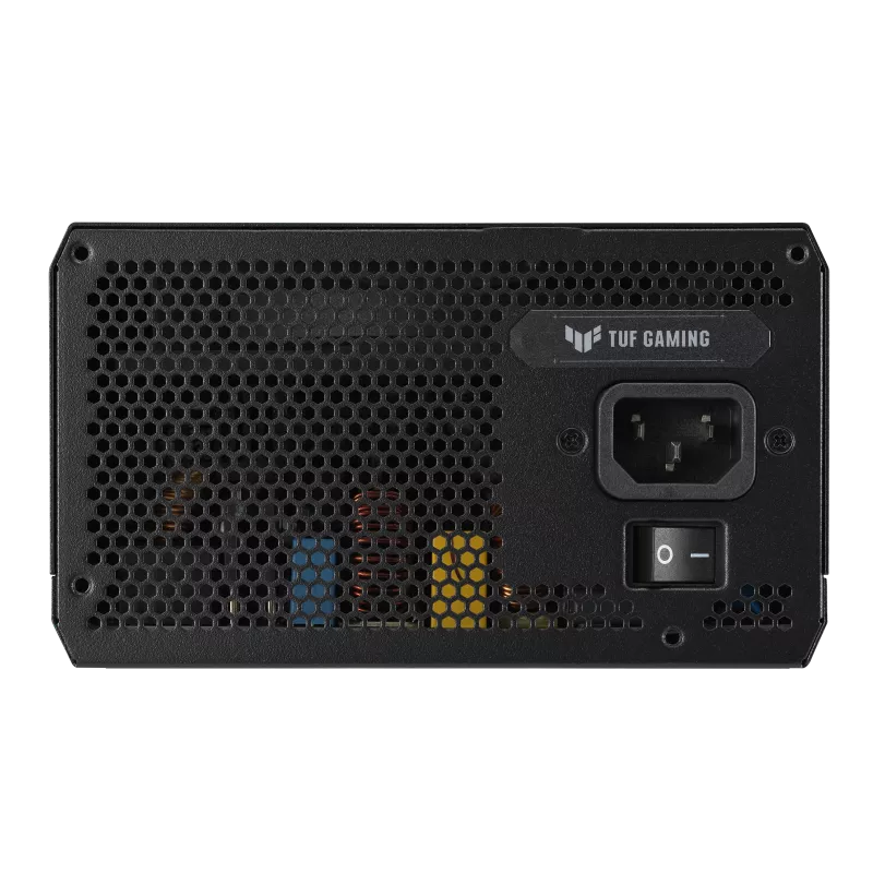 ASUS TUF Gaming 1200W 80+ Gold Power Supply Unit (PSU) – durable black ATX power supply with 13.5cm cooling fan, modular cables, and high-efficiency design for gaming PCs.