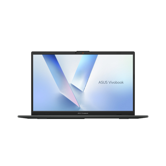 ASUS Vivobook Go E1504FA 15.6-inch FHD Laptop in Mixed Black with AMD Ryzen 3 7320, 8GB DDR5 RAM, and 256GB SSD, open view showing keyboard and screen
