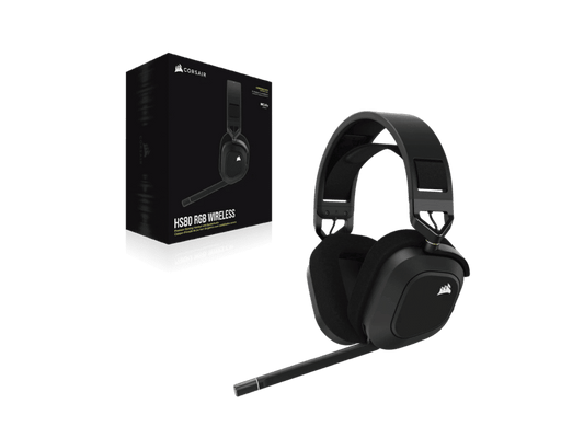 Corsair HS80 RGB wireless gaming headset black Dolby Atmos gaming headphones with microphone RGB lighting