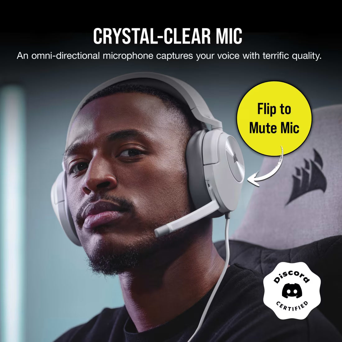 HS55 Stereo White Headset 50mm Audio Drivers Omnidirectional mic Analog - view 8