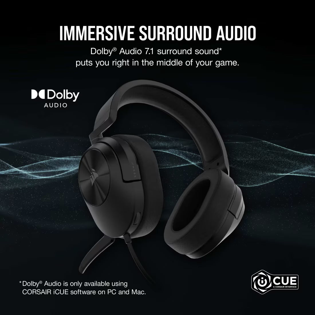 HS55 Surround Carbon Headset 50mm Audio Drivers Omnidirectional micg - view 3