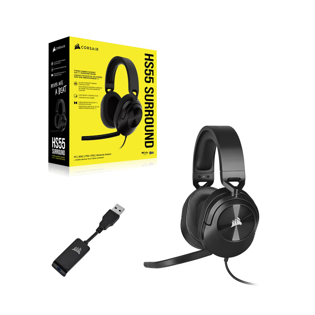 HS55 Surround Carbon Headset 50mm Audio Drivers Omnidirectional micg - view 8