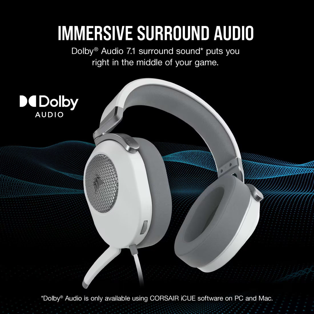 HS65 Premium White Headset 50mm Audio Drivers Omnidirectional Mic - view 6