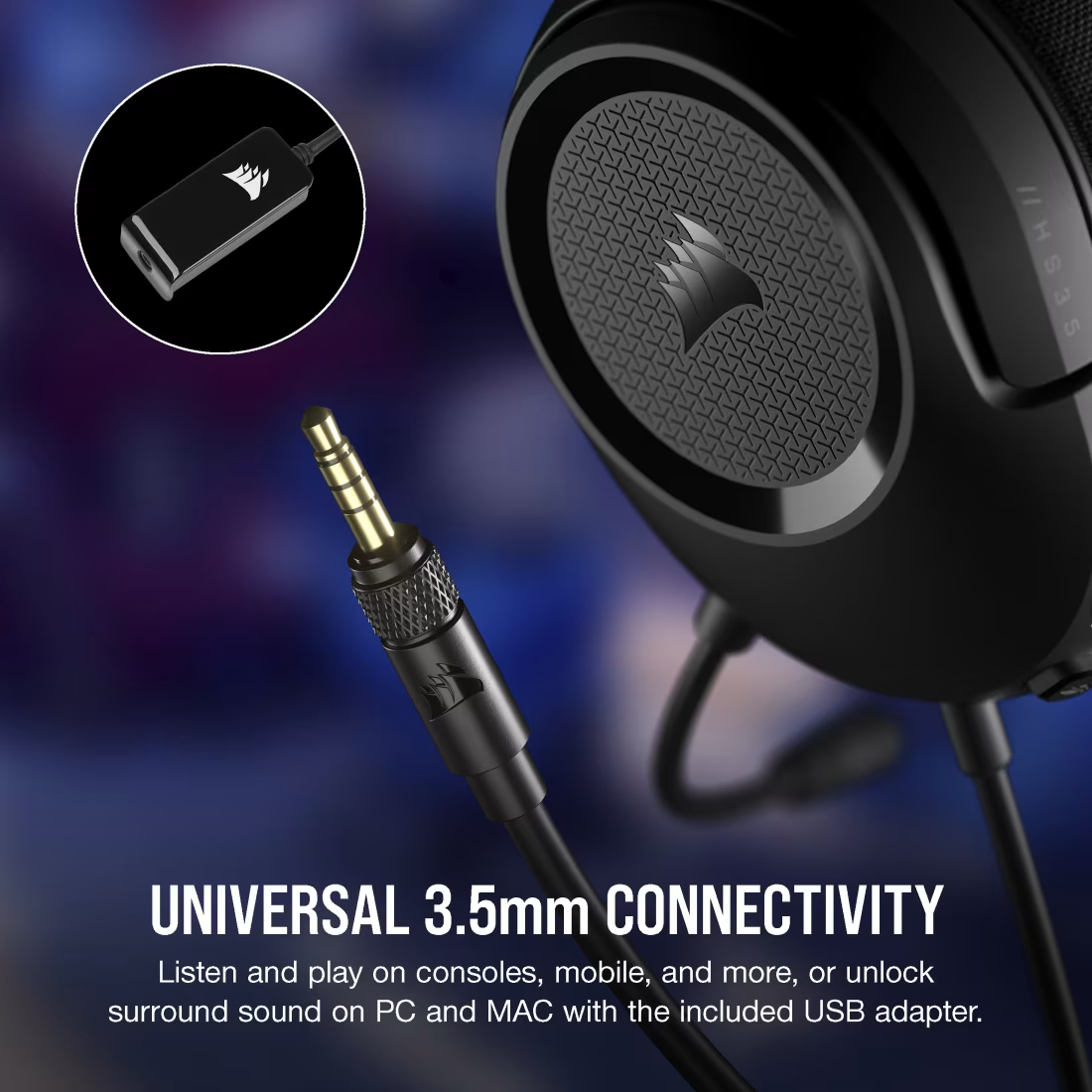 HS35 Surround v2 Carbon Gaming Headset Universal 3.5mm connectivity - view 5