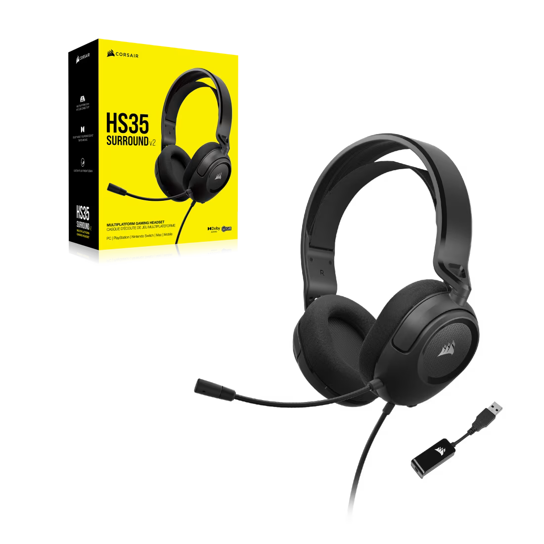 HS35 Surround v2 Carbon Gaming Headset Universal 3.5mm connectivity - view 3