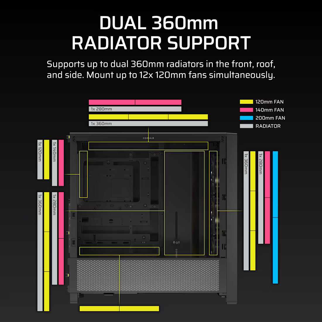FRAME 4000D RS ARGB Black Mid-Tower Case 2x 3.5'' 2x 2.5'' Drive Bays Up - view 7