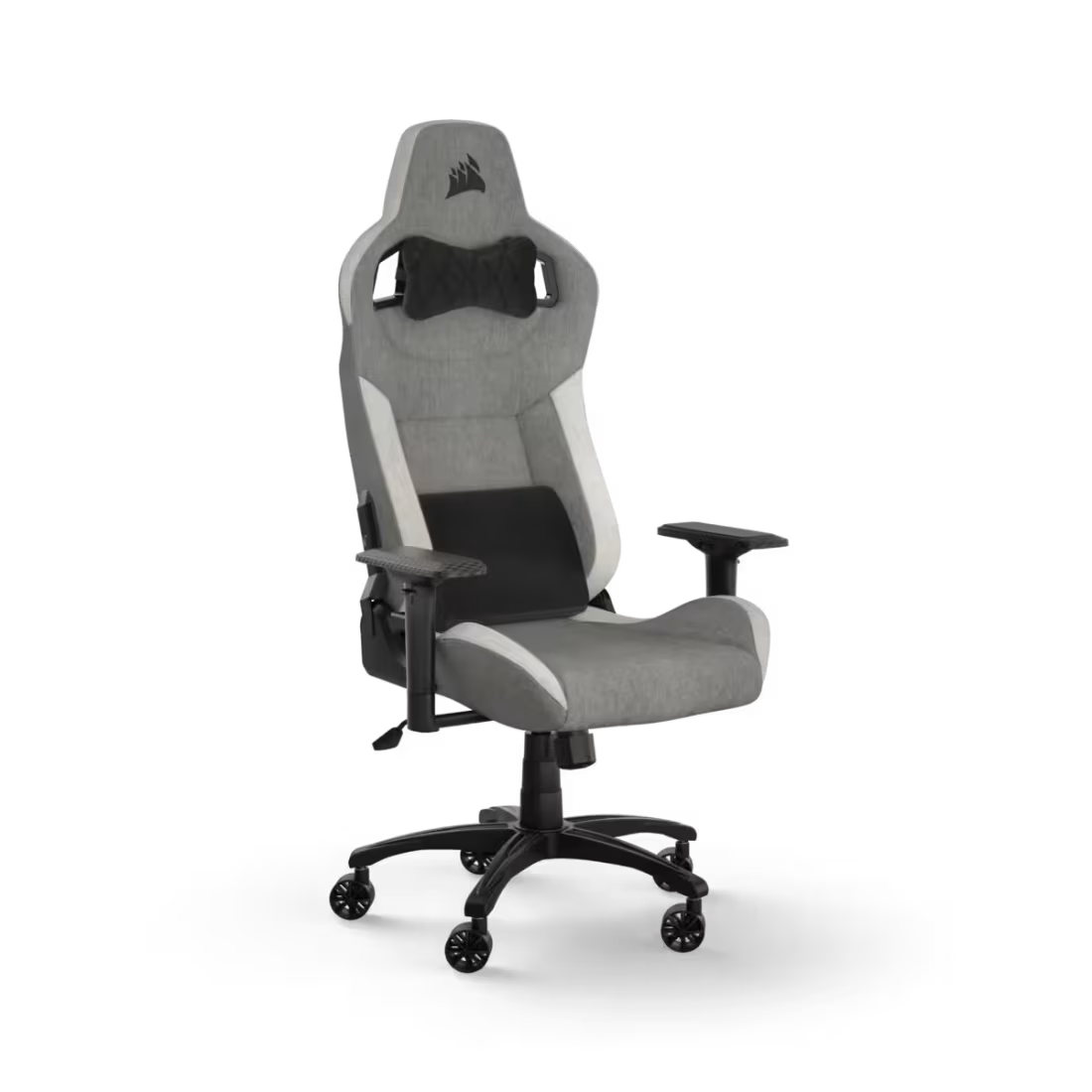 Corsair T3 RUSH Fabric Gaming Chair 2023 grey white ergonomic gaming chair with adjustable armrests and lumbar support