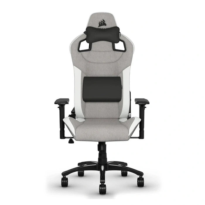 Corsair T3 RUSH Fabric Gaming Chair 2023 grey white ergonomic gaming chair with adjustable armrests and lumbar support