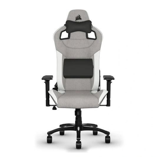 Corsair T3 RUSH Fabric Gaming Chair 2023 grey white ergonomic gaming chair with adjustable armrests and lumbar support