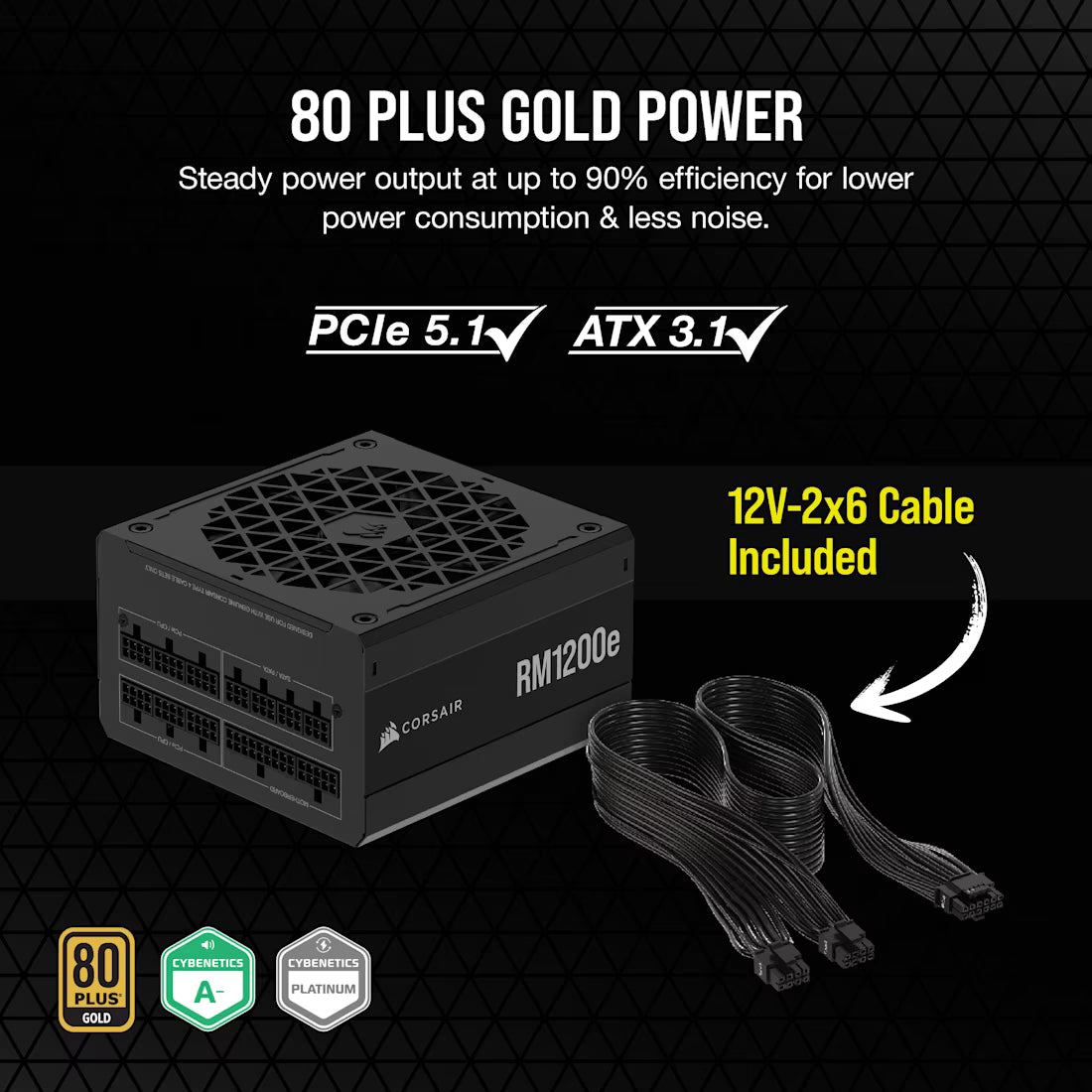Corsair RM Series RM1200e 1200 Watt 80 PLUS Gold Fully Modular ATX PSU - view 6