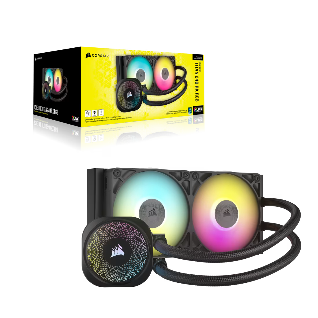 Corsair iCUE LINK TITAN 240 RX RGB AIO CPU Cooler RX120 RGB Fans Fits - view 2