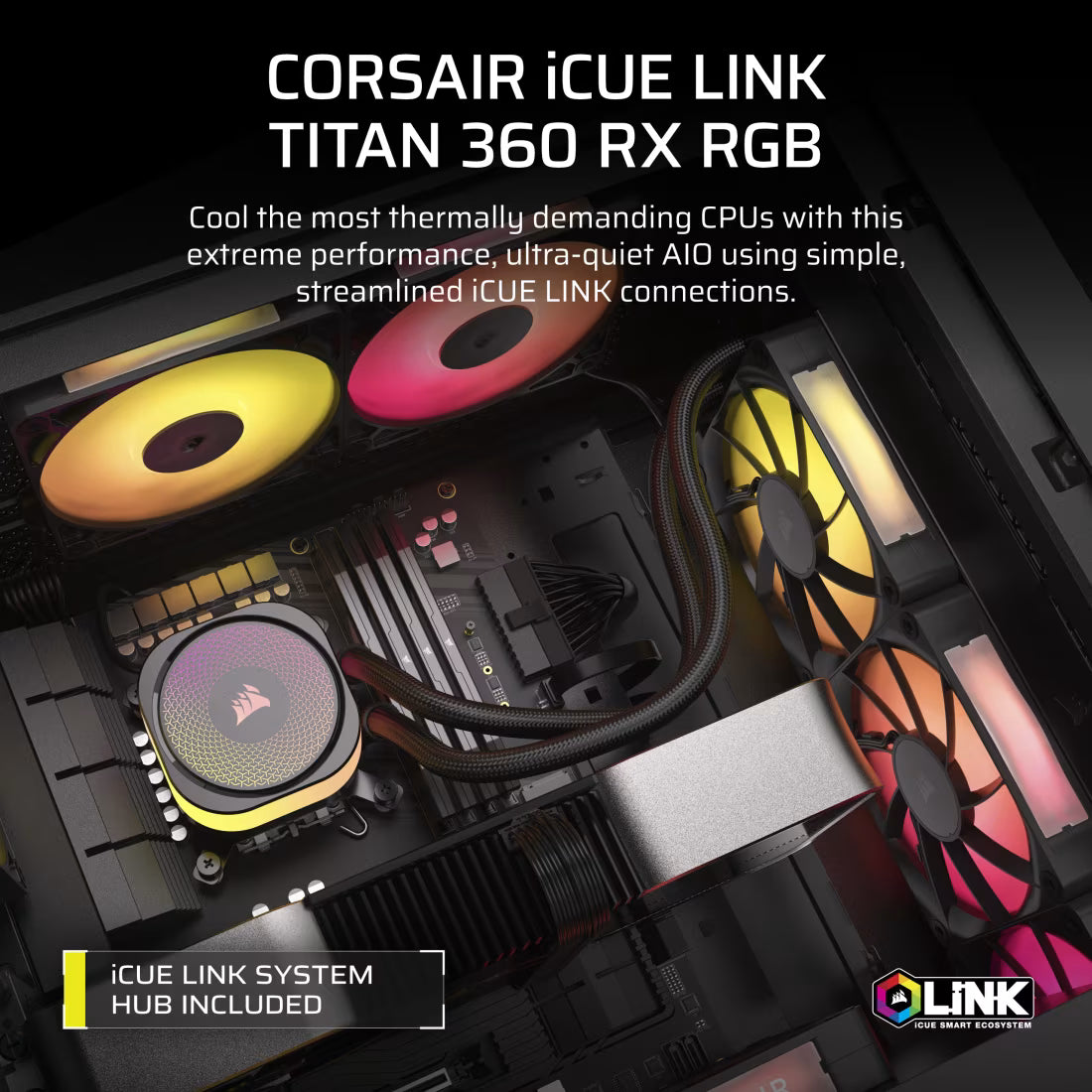Corsair iCUE LINK TITAN 360 RX RGB AIO liquid CPU cooler 360mm radiator with RGB fans
