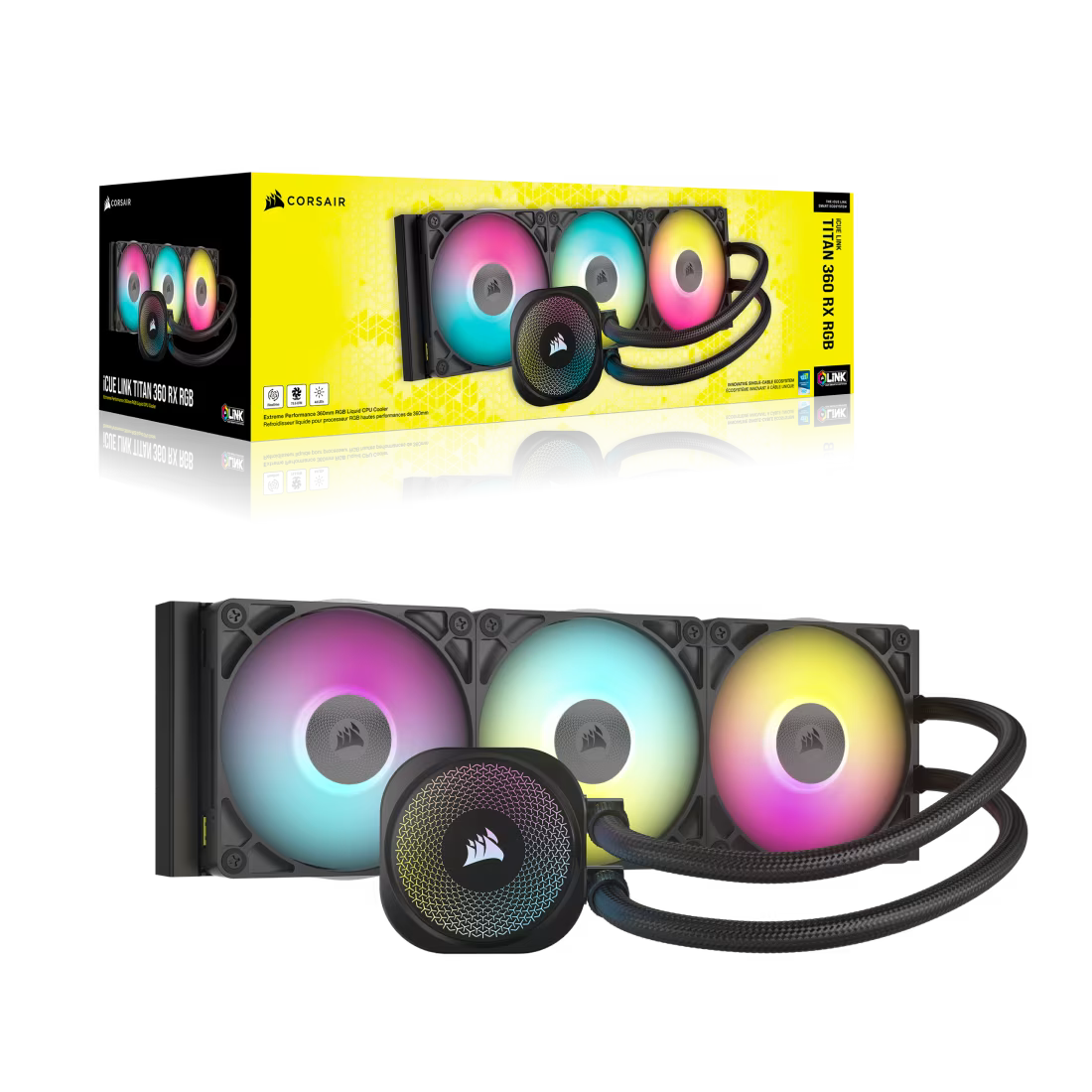 Corsair iCUE LINK TITAN 360 RX RGB AIO liquid CPU cooler 360mm radiator with RGB fans