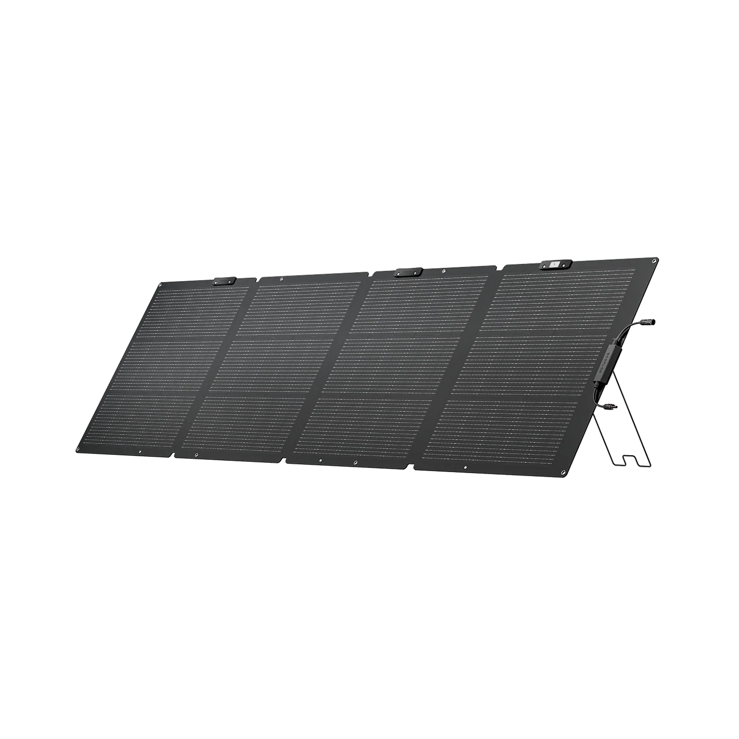 EcoFlow 220W bifacial portable solar panel folded and unfolded with adjustable stand for outdoor power station charging