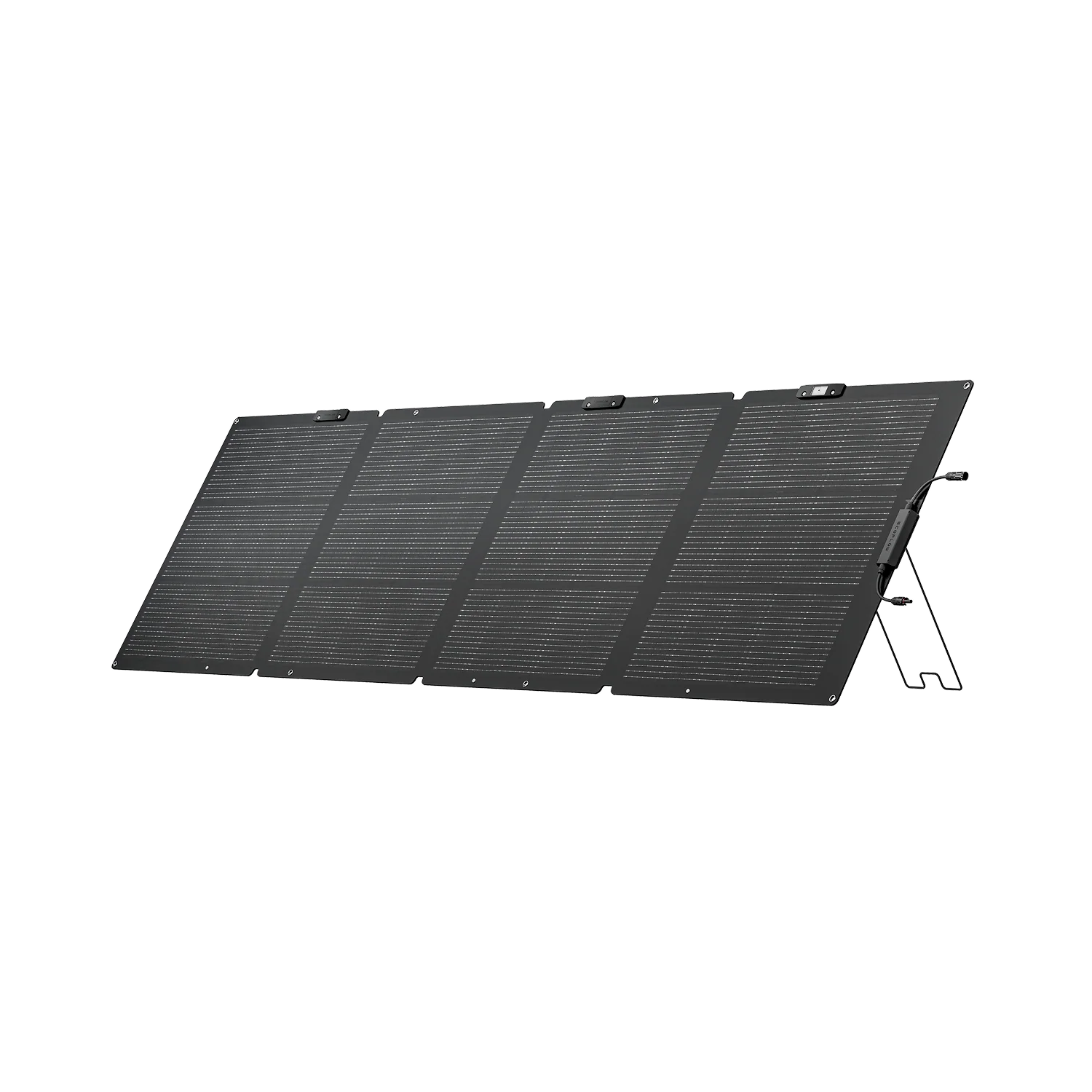 EcoFlow 220W bifacial portable solar panel folded and unfolded with adjustable stand for outdoor power station charging