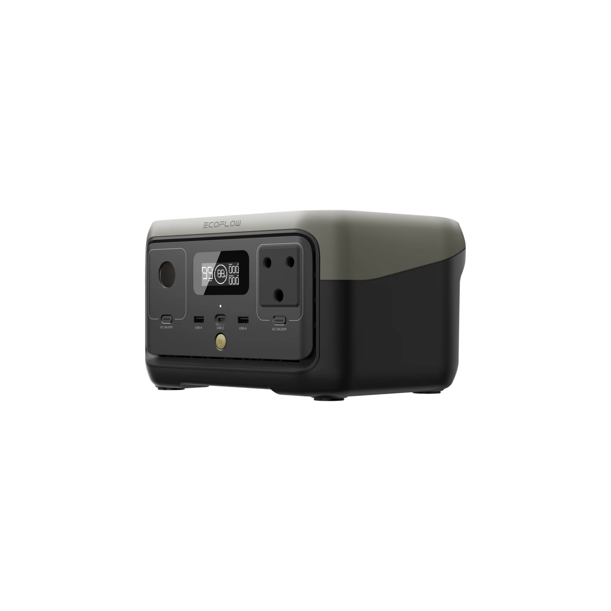 EcoFlow RIVER 2 Portable Power Station with 256Wh LFP battery, 300W AC output, solar input, USB-C/USB-A and 12V DC ports, SA socket