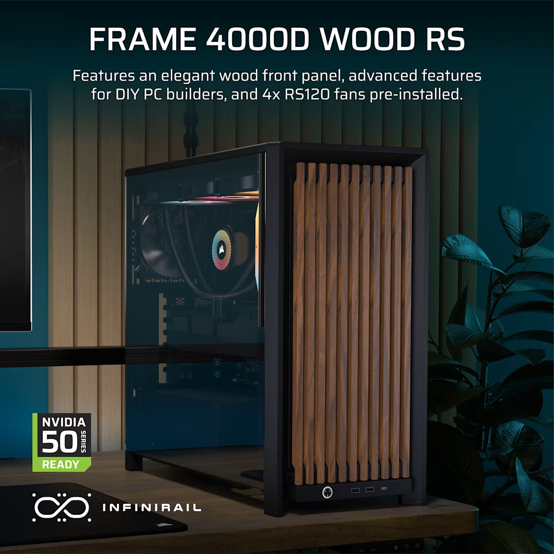 FRAME 4000D RS WOOD Modular High Airflow Mid-Tower Case 4x RS Fans Black - view 9