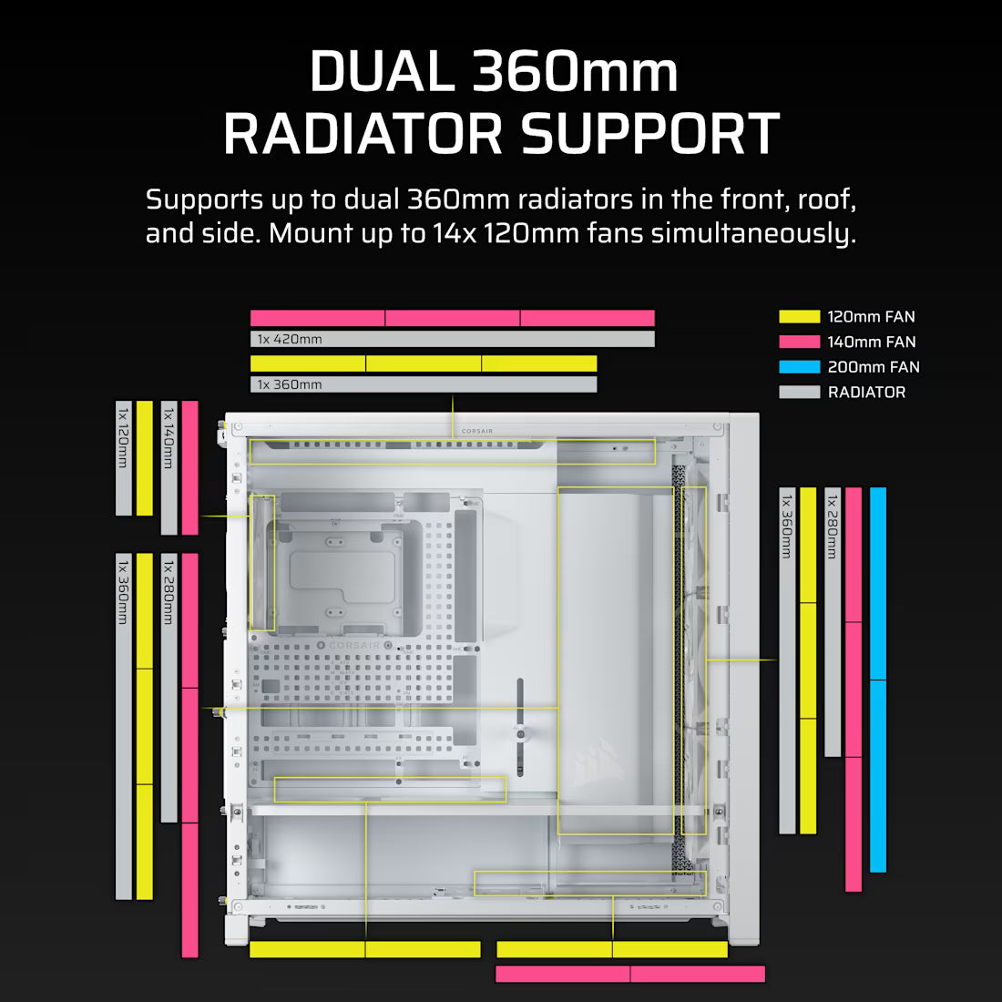 FRAME 5000D RS Mid-Tower Case 4x RS 140 PWM Fans 2x 2.5'' 1x 3.5 - view 8