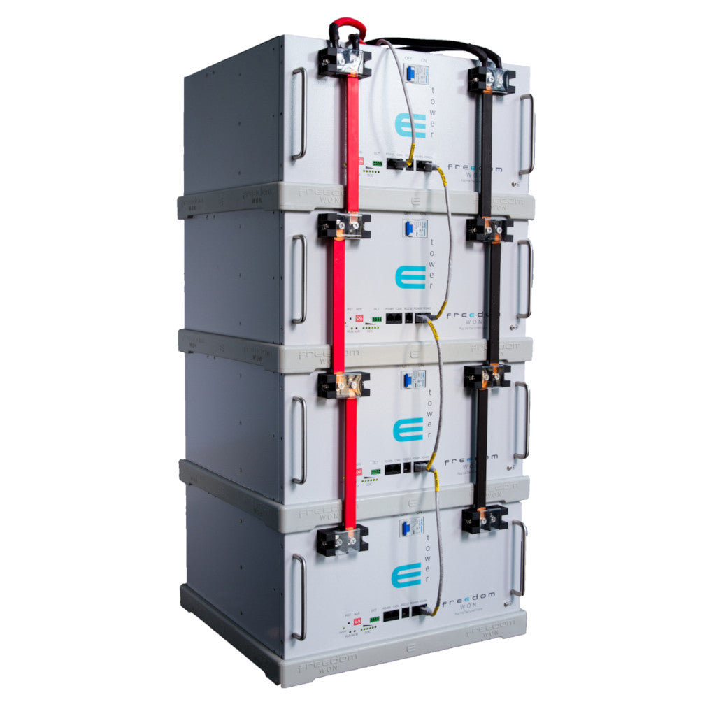 Freedom Won E-Tower e5000 LiFePO4 51.2V 100Ah Lithium Solar Battery | 5kWh Modular Energy Storage for Home and Commercial Solar Systems