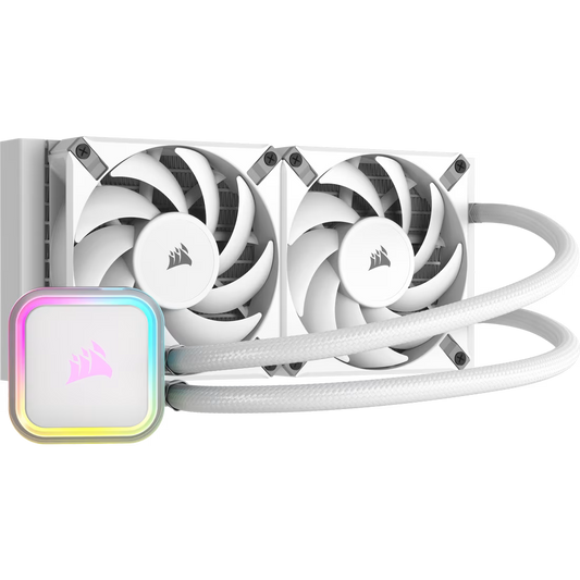 Corsair iCUE H100i RGB ELITE white 240mm liquid CPU cooler AIO with RGB pump lighting