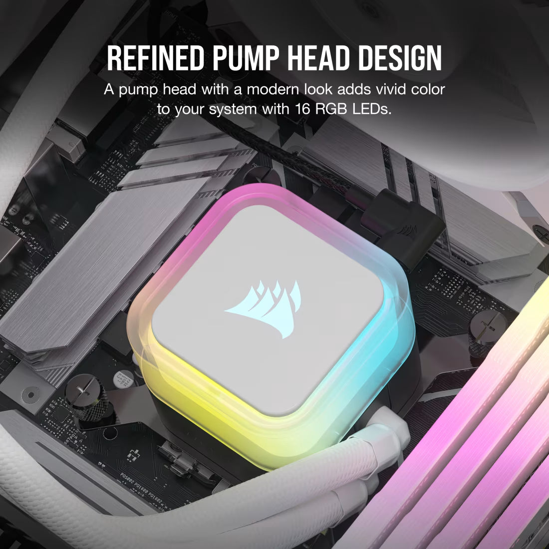 Corsair iCUE H100i RGB ELITE white 240mm liquid CPU cooler AIO with RGB pump lighting