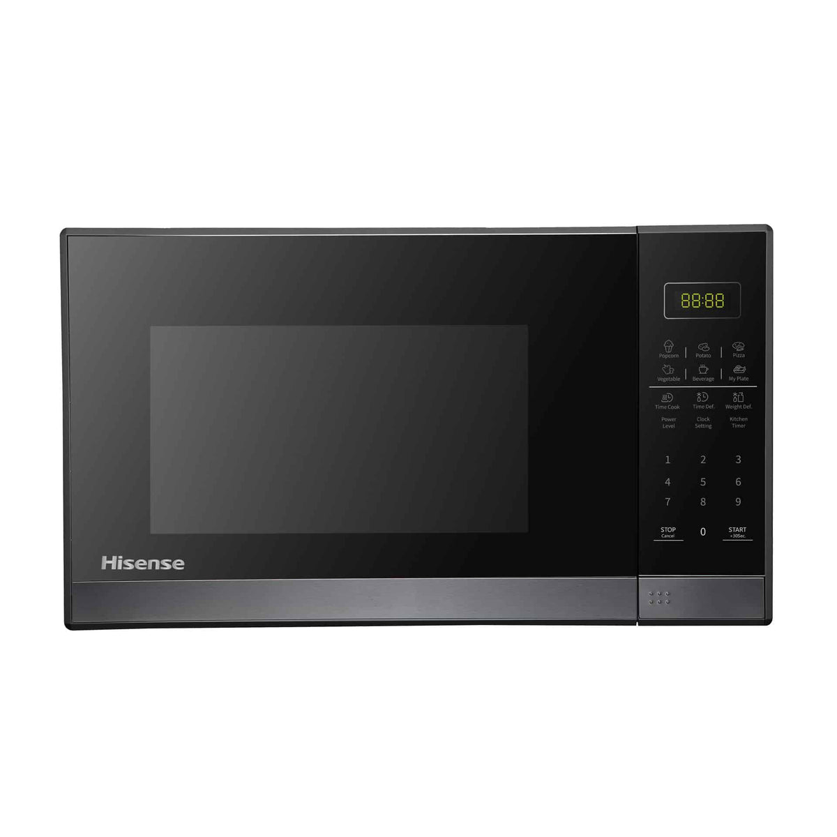 Hisense 37 litre electronic black microwave oven with spacious countertop design and digital controls for reheating defrosting and everyday cooking