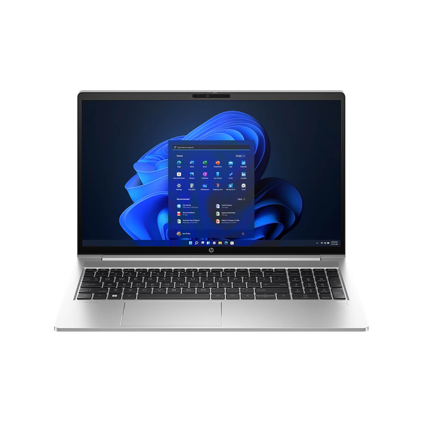 HP ProBook 455 G10 15.6-inch business laptop in silver featuring AMD Ryzen 7, 16GB RAM, 512GB SSD, Windows 11 Pro