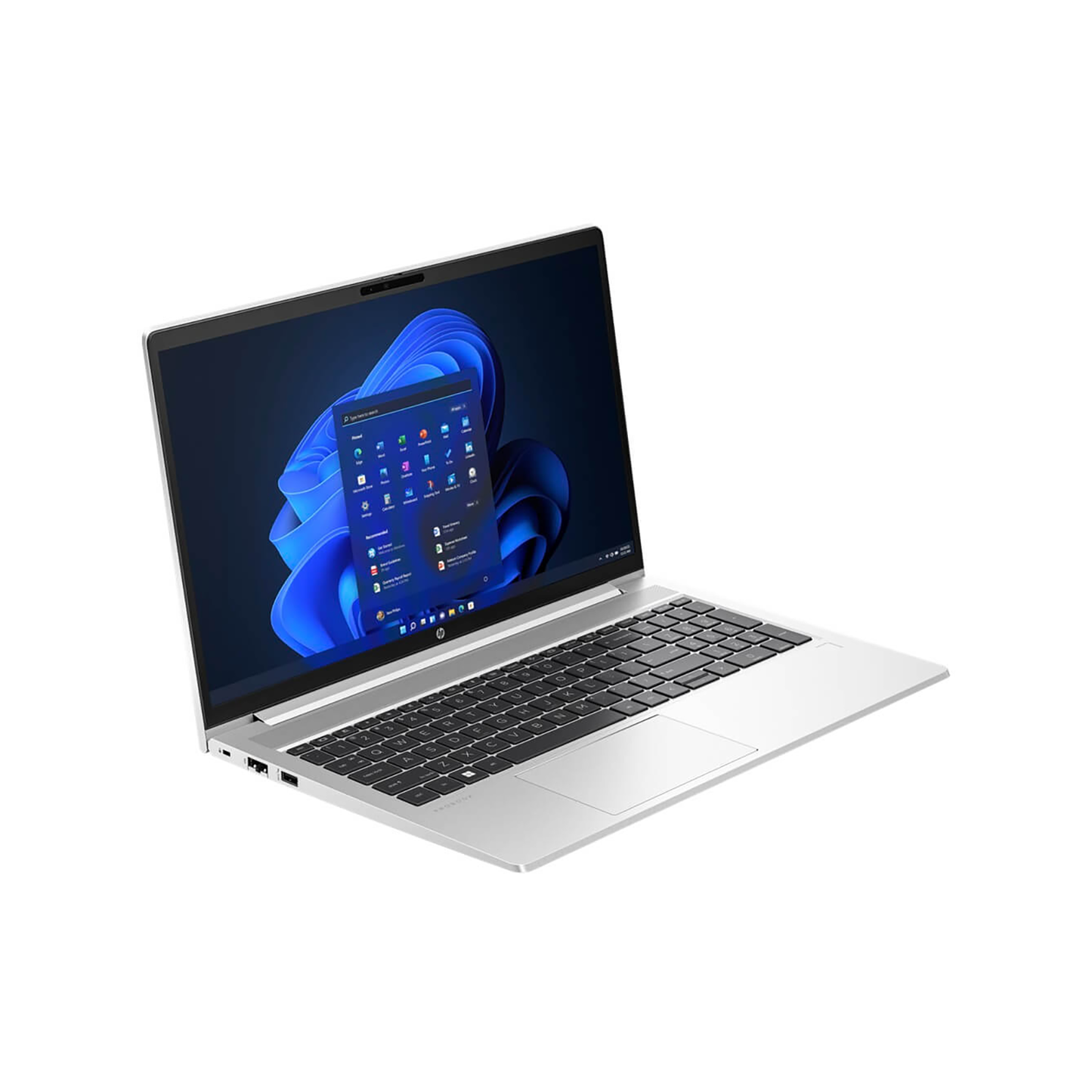 HP ProBook 455 G10 15.6-inch business laptop in silver featuring AMD Ryzen 7, 16GB RAM, 512GB SSD, Windows 11 Pro