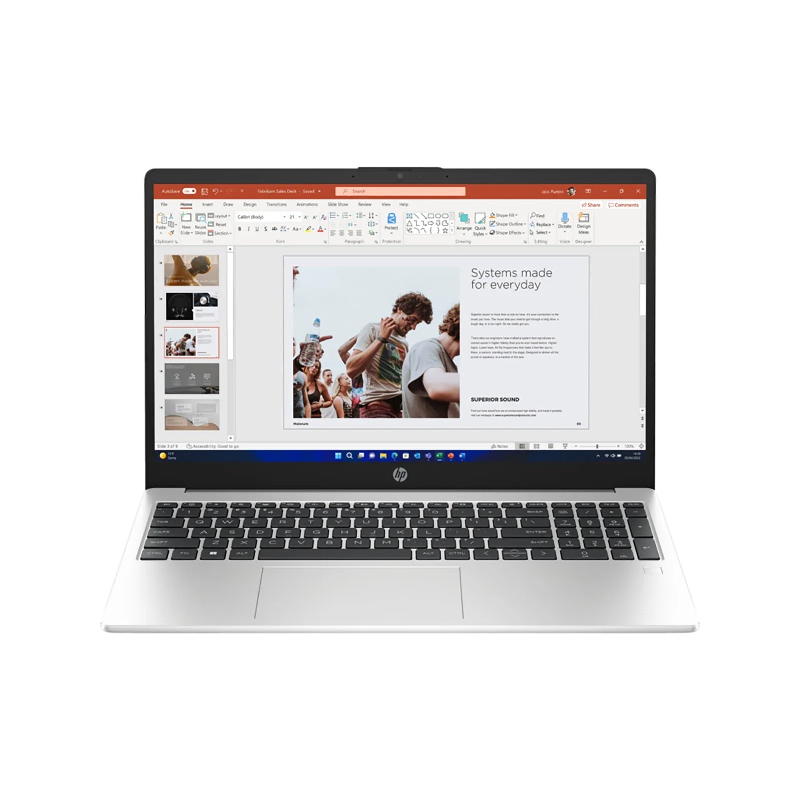 HP ProBook 465 G11 16-inch silver laptop with AMD Ryzen 7 processor, Windows 11 Pro, and slim professional design