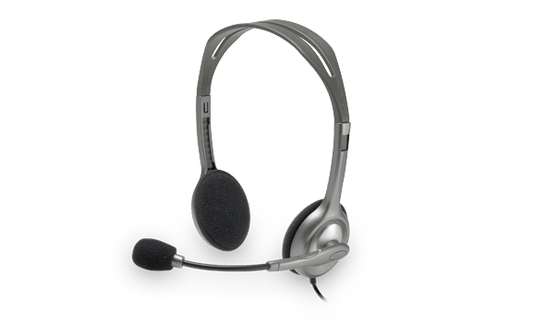 Logitech H111 Headset in black with over-ear cushions and built-in noise-cancelling microphone