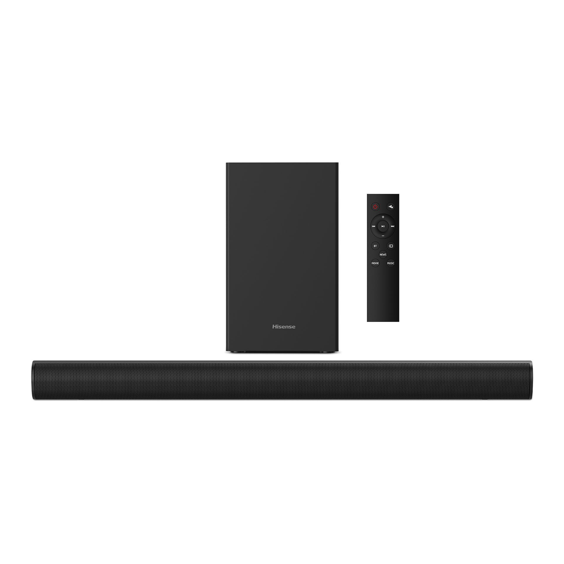“Hisense HS1800 2.1Ch 140W soundbar with wireless subwoofer, HDMI ARC, Bluetooth and USB connectivity.”