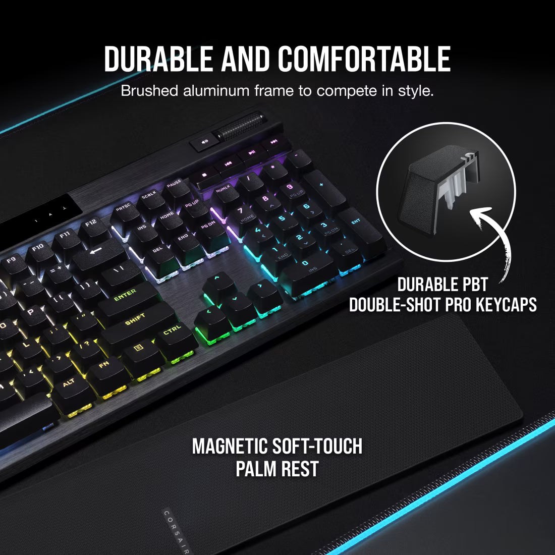 Corsair K70 RGB PRO mechanical gaming keyboard black with CHERRY MX SPEED Silver switches and RGB lighting