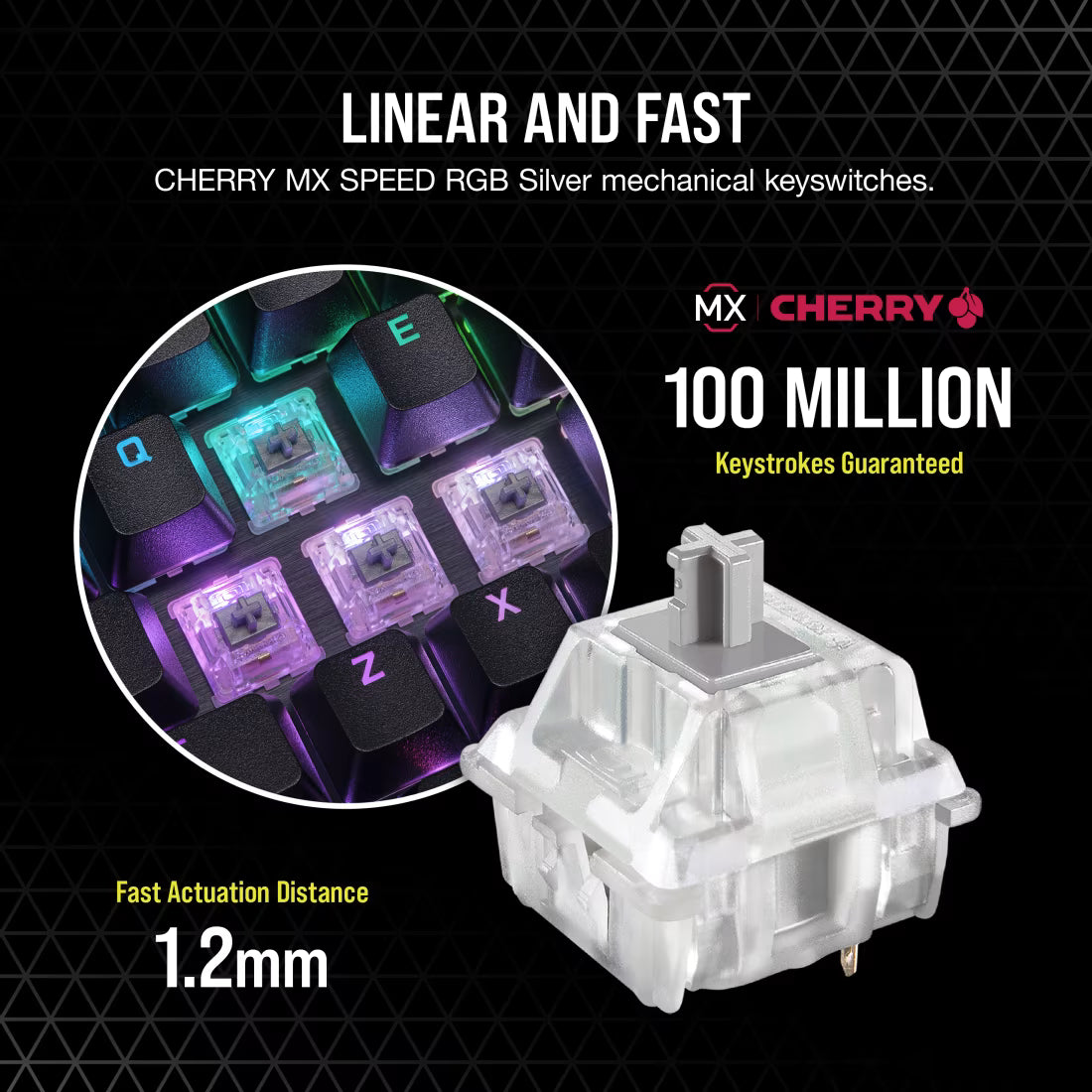 Corsair K70 RGB PRO mechanical gaming keyboard black with CHERRY MX SPEED Silver switches and RGB lighting