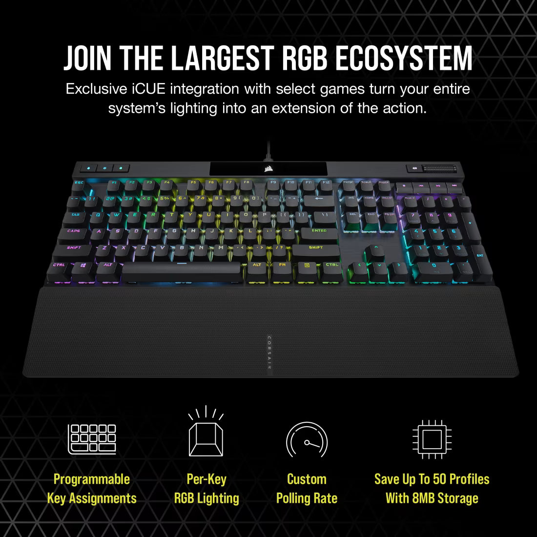 Corsair K70 RGB PRO mechanical gaming keyboard black with CHERRY MX SPEED Silver switches and RGB lighting
