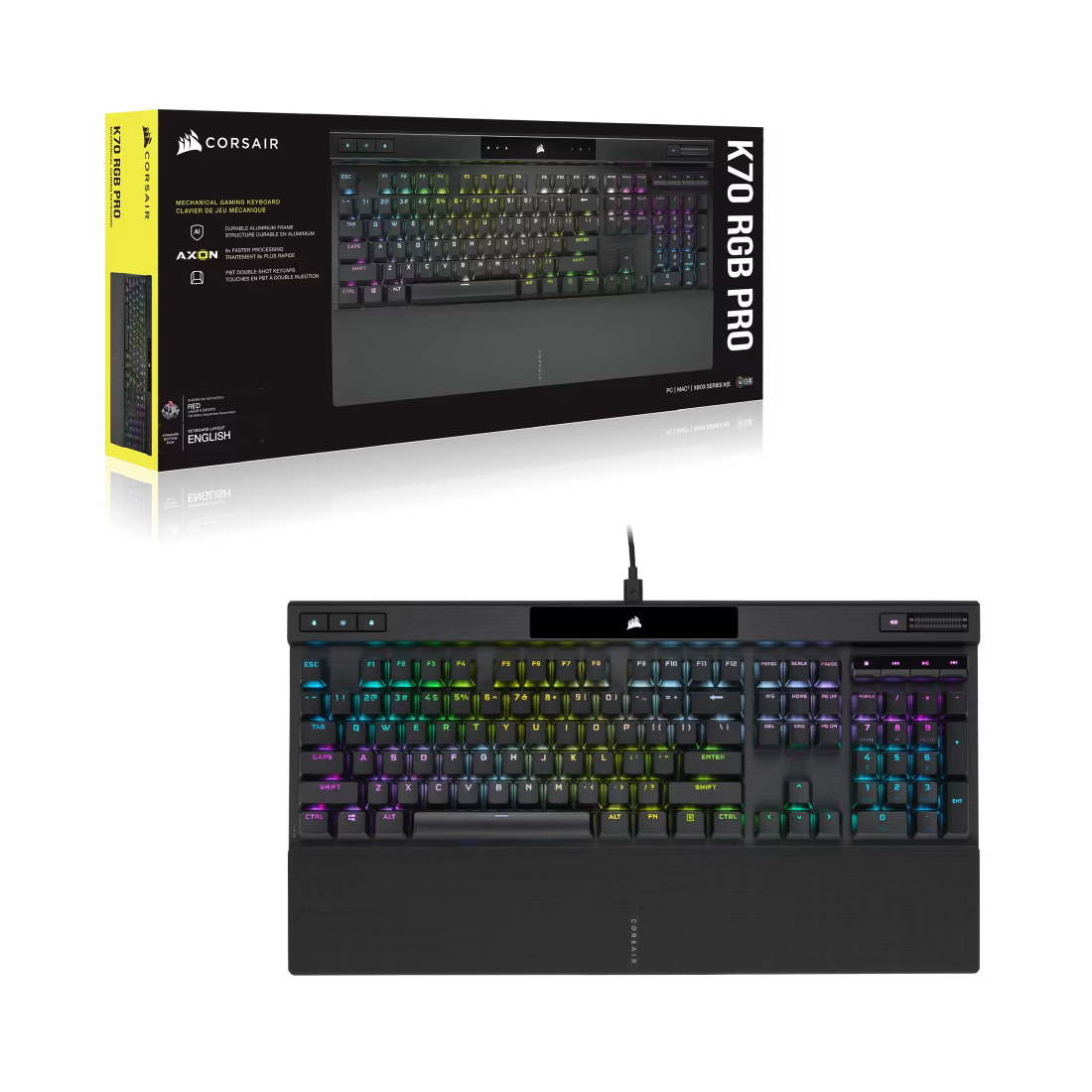 Corsair K70 RGB PRO mechanical gaming keyboard black with CHERRY MX SPEED Silver switches and RGB lighting