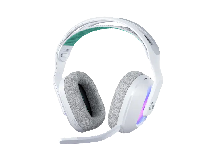 “LOGI G522 LIGHTSPEED Wireless Gaming Headset in white with LIGHTSYNC RGB, detachable mic, and USB-A connectivity”