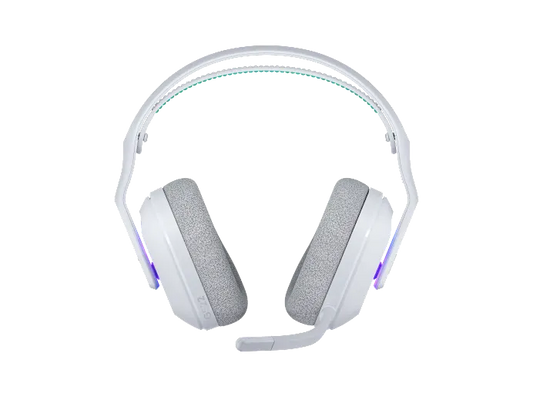 “LOGI G522 LIGHTSPEED Wireless Gaming Headset in white with LIGHTSYNC RGB, detachable mic, and USB-A connectivity”
