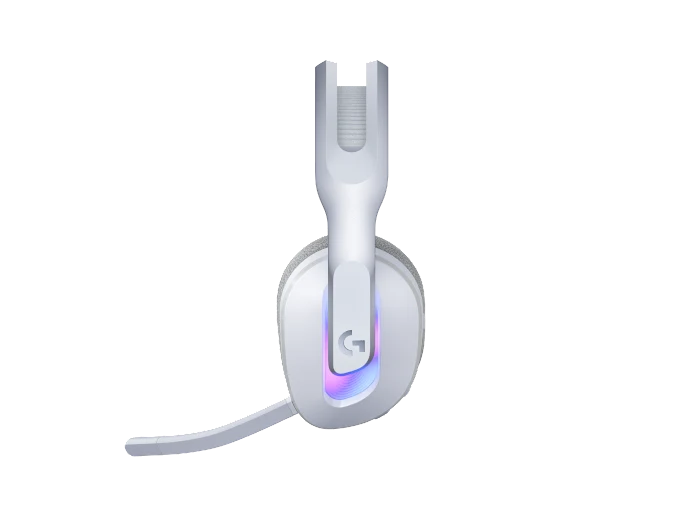 “LOGI G522 LIGHTSPEED Wireless Gaming Headset in white with LIGHTSYNC RGB, detachable mic, and USB-A connectivity”